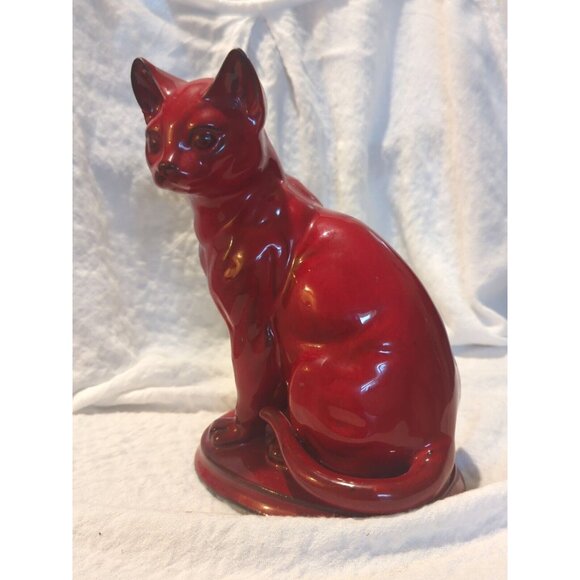 Ceramic Red Glazed  Siamese Cat Realistic Anatomical  Detail 7.5/5 Signed - Picture 6 of 16